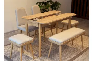 Jedálenský set s rozkladacím stolom a stoličkami (6 kusov) Vina Mini 03 1005 - Oak, Cream