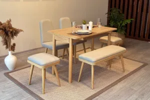 Jedálenský set s rozkladacím stolom a stoličkami (6 kusov) Vina Mini 03 1005 - Oak, Cream