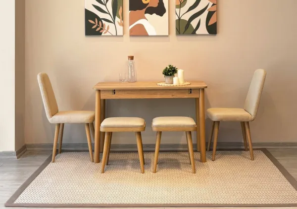 Jedálenský set s rozkladacím stolom a stoličkami (5 kusov) Vina Mini 02 1005 - Oak, Cream