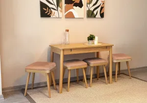 Jedálenský set s rozkladacím stolom a stoličkami (5 kusov) Vina Mini 05 0900 - Oak, Stone