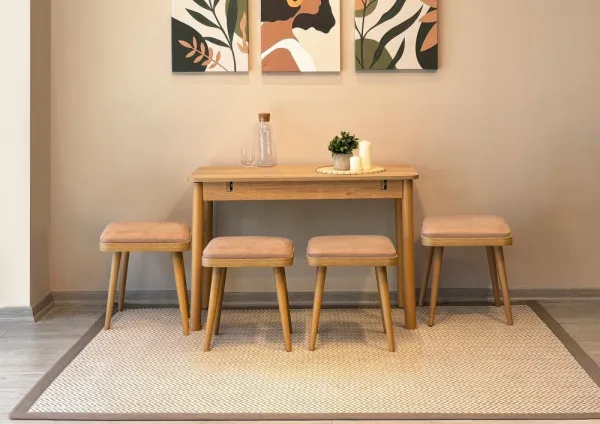 Jedálenský set s rozkladacím stolom a stoličkami (5 kusov) Vina Mini 05 0900 - Oak, Stone