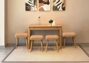 Jedálenský set s rozkladacím stolom a stoličkami (5 kusov) Vina Mini 05 0900 - Oak, Stone