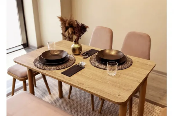 Jedálenský set s rozkladacím stolom a stoličkami (6 kusov) Vina Mini 03 0900 - Oak, Stone