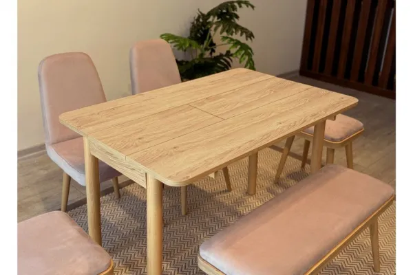 Jedálenský set s rozkladacím stolom a stoličkami (6 kusov) Vina Mini 03 0900 - Oak, Stone