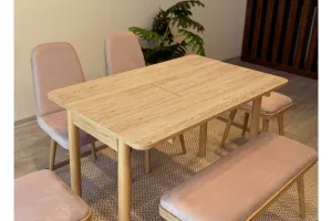 Jedálenský set s rozkladacím stolom a stoličkami (6 kusov) Vina Mini 03 0900 - Oak, Stone