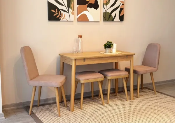 Jedálenský set s rozkladacím stolom a stoličkami (6 kusov) Vina Mini 03 0900 - Oak, Stone