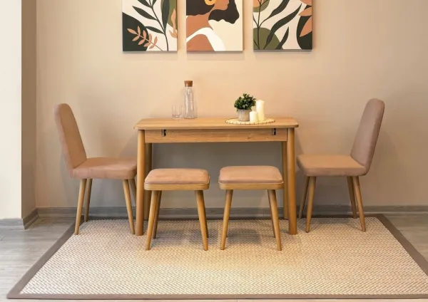 Jedálenský set s rozkladacím stolom a stoličkami (6 kusov) Vina Mini 03 0900 - Oak, Stone