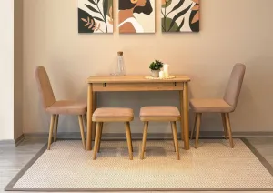 Jedálenský set s rozkladacím stolom a stoličkami (6 kusov) Vina Mini 03 0900 - Oak, Stone