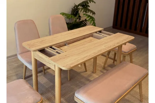 Jedálenský set s rozkladacím stolom a stoličkami (6 kusov) Vina Mini 03 0900 - Oak, Stone