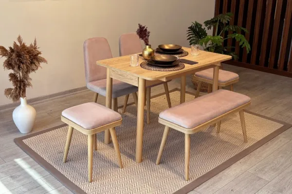 Jedálenský set s rozkladacím stolom a stoličkami (6 kusov) Vina Mini 03 0900 - Oak, Stone