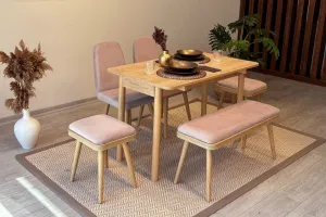 Jedálenský set s rozkladacím stolom a stoličkami (6 kusov) Vina Mini 03 0900 - Oak, Stone