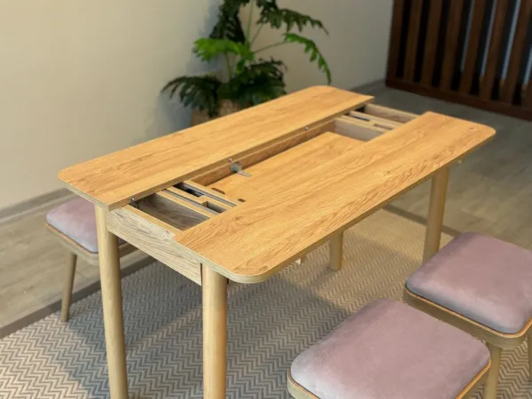 Jedálenský set s rozkladacím stolom a stoličkami (4 kusy) Vina Mini 04 0701 - Oak, Soho Grey