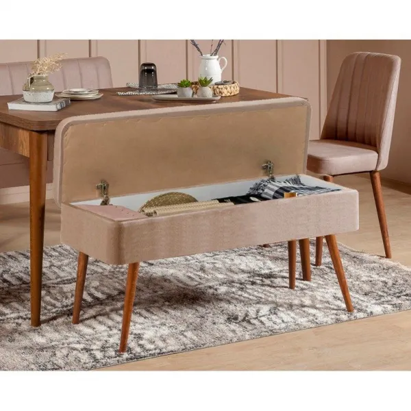 Jedálenský set s rozkladacím stolom a stoličkami (4 kusy) Vina 0900 - 3 - Walnut, Stone