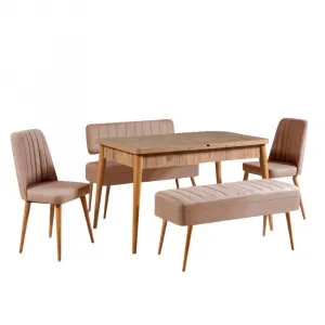 Jedálenský set s rozkladacím stolom a stoličkami (5 kusov) Vina 0900 - 4 - Atlantic, Stone