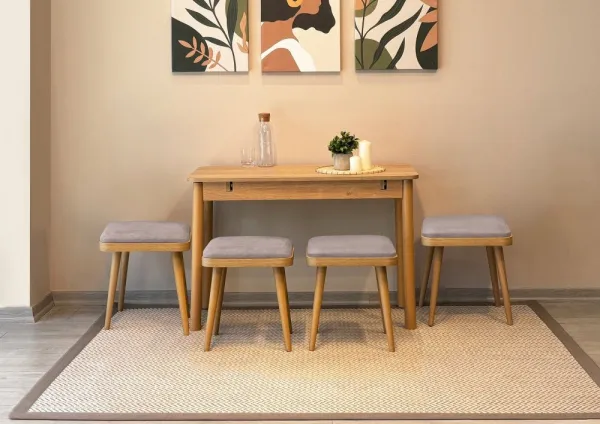 Jedálenský set s rozkladacím stolom a stoličkami (6 kusov) Vina Mini 06 0701 - Oak, Soho Grey