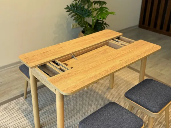 Jedálenský set s rozkladacím stolom a stoličkami (4 kusy) Vina Mini 04 1053 - Oak, Anthracite