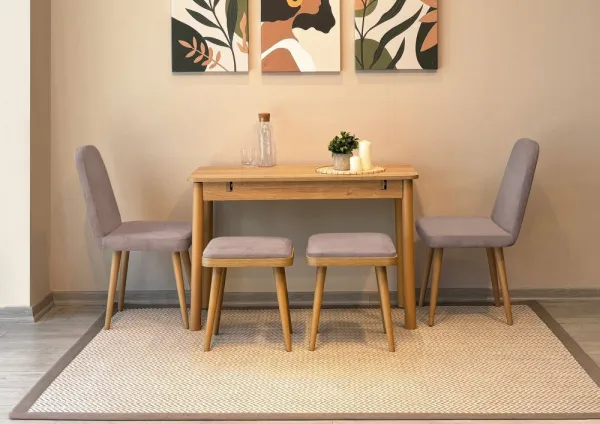 Jedálenský set s rozkladacím stolom a stoličkami (5 kusov) Vina Mini 02 0701 - Oak, Soho Grey