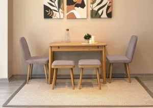 Jedálenský set s rozkladacím stolom a stoličkami (5 kusov) Vina Mini 02 0701 - Oak, Soho Grey