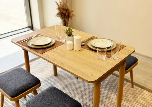Jedálenský set s rozkladacím stolom a stoličkami (4 kusy) Vina Mini 04 1053 - Oak, Anthracite