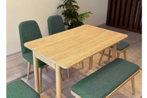 Jedálenský set s rozkladacím stolom a stoličkami (6 kusov) Vina Mini 03 1070 - Oak, Green