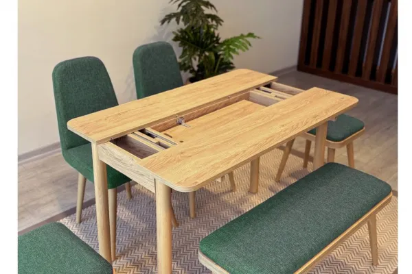 Jedálenský set s rozkladacím stolom a stoličkami (6 kusov) Vina Mini 03 1070 - Oak, Green