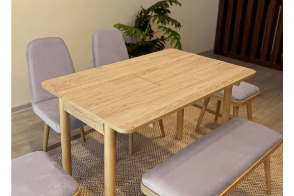 Jedálenský set s rozkladacím stolom a stoličkami (6 kusov) Vina Mini 03 0701 - Oak, Soho Grey