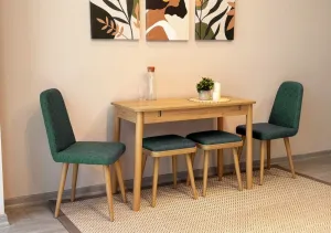 Jedálenský set s rozkladacím stolom a stoličkami (5 kusov) Vina Mini 02 1070 - Oak, Green