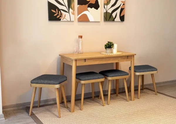 Jedálenský set s rozkladacím stolom a stoličkami (5 kusov) Vina Mini 05 1053 - Oak, Anthracite