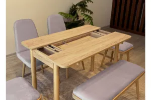 Jedálenský set s rozkladacím stolom a stoličkami (6 kusov) Vina Mini 03 0701 - Oak, Soho Grey
