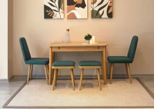 Jedálenský set s rozkladacím stolom a stoličkami (6 kusov) Vina Mini 03 1070 - Oak, Green