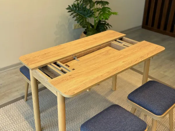 Jedálenský set s rozkladacím stolom a stoličkami (4 kusy) Vina Mini 04 1048 - Oak, Dark Blue