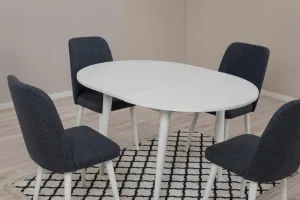 Jedálenský set s rozkladacím stolom a stoličkami (5 kusov) Vina 1048 - White, Navy Blue