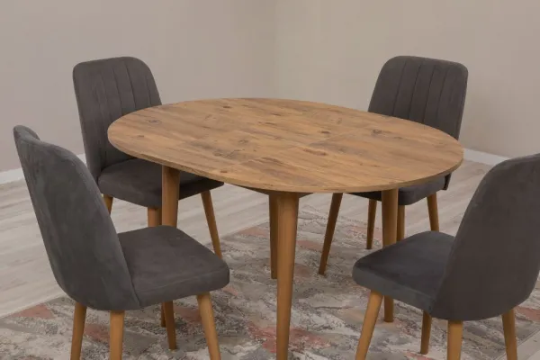 Jedálenský set s rozkladacím stolom a stoličkami (5 kusov) Vina 1501 - Atlantic Pine, Anthracite