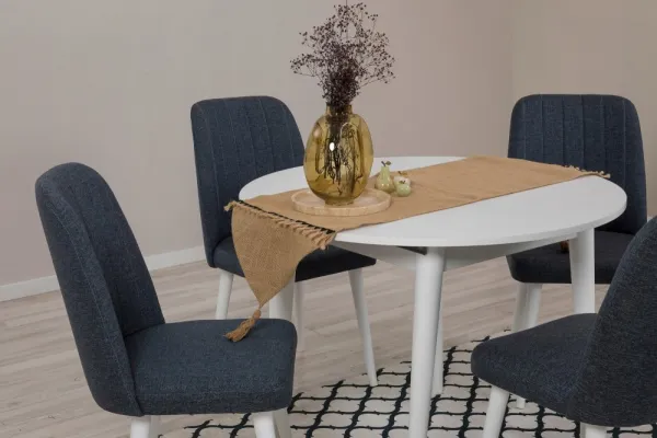 Jedálenský set s rozkladacím stolom a stoličkami (5 kusov) Vina 1048 - White, Navy Blue