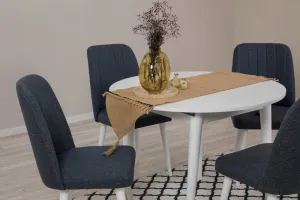 Jedálenský set s rozkladacím stolom a stoličkami (5 kusov) Vina 1048 - White, Navy Blue