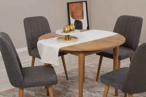 Jedálenský set s rozkladacím stolom a stoličkami (5 kusov) Vina 1501 - Atlantic Pine, Anthracite