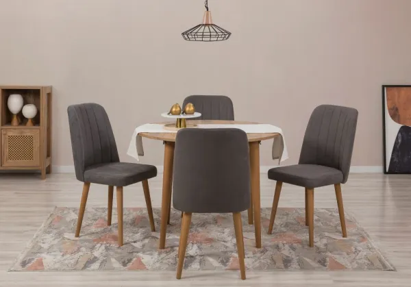 Jedálenský set s rozkladacím stolom a stoličkami (5 kusov) Vina 1501 - Atlantic Pine, Anthracite