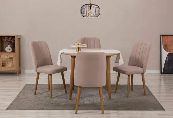 Jedálenský set s rozkladacím stolom a stoličkami (5 kusov) Vina 0900 - Atlantic Pine, Stone