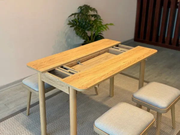 Jedálenský set s rozkladacím stolom a stoličkami (4 kusy) Vina Mini 04 1005 - Oak, Cream