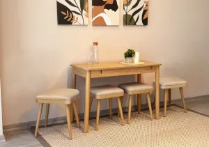 Jedálenský set s rozkladacím stolom a stoličkami (5 kusov) Vina Mini 05 1005 - Oak, Cream