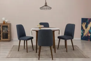 Jedálenský set s rozkladacím stolom a stoličkami (5 kusov) Vina 1048 - Walnut, Navy Blue