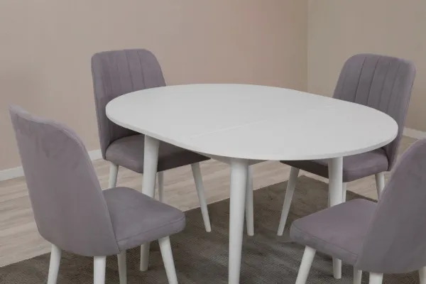 Jedálenský set s rozkladacím stolom a stoličkami (5 kusov) Vina 0701 - White, Grey
