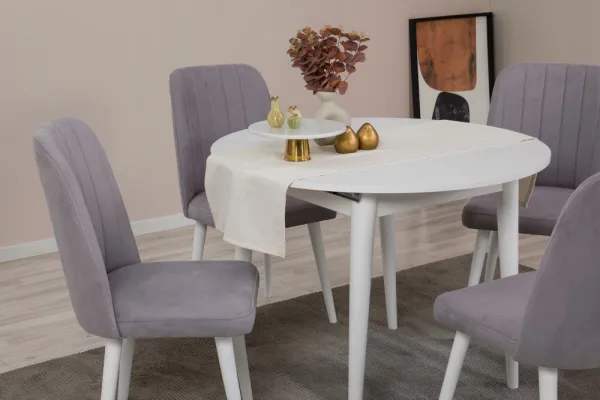 Jedálenský set s rozkladacím stolom a stoličkami (5 kusov) Vina 0701 - White, Grey