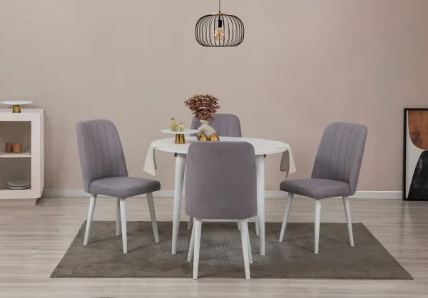 Jedálenský set s rozkladacím stolom a stoličkami (5 kusov) Vina 0701 - White, Grey