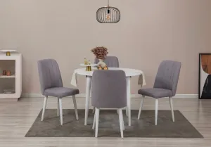 Jedálenský set s rozkladacím stolom a stoličkami (5 kusov) Vina 0701 - White, Grey