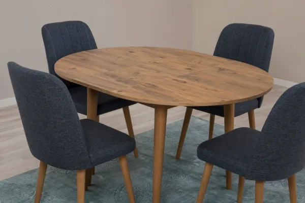 Jedálenský set s rozkladacím stolom a stoličkami (5 kusov) Vina 1048 - Atlantic Pine, Navy Blue