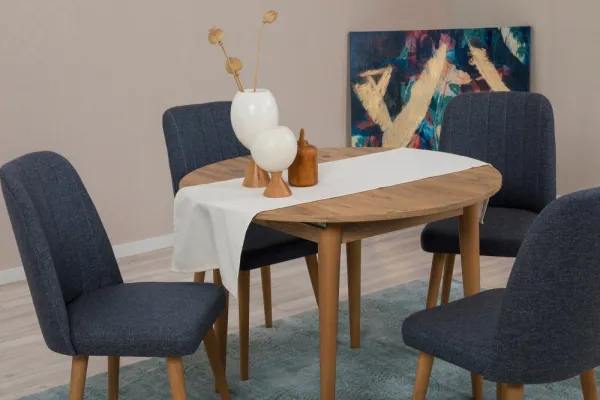 Jedálenský set s rozkladacím stolom a stoličkami (5 kusov) Vina 1048 - Atlantic Pine, Navy Blue