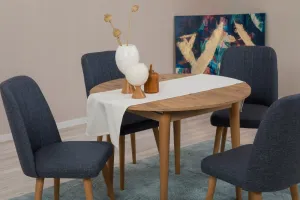 Jedálenský set s rozkladacím stolom a stoličkami (5 kusov) Vina 1048 - Atlantic Pine, Navy Blue