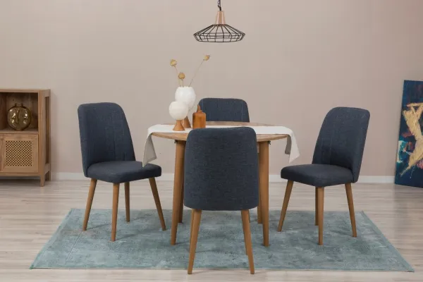Jedálenský set s rozkladacím stolom a stoličkami (5 kusov) Vina 1048 - Atlantic Pine, Navy Blue