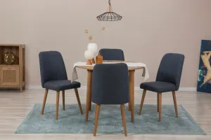 Jedálenský set s rozkladacím stolom a stoličkami (5 kusov) Vina 1048 - Atlantic Pine, Navy Blue